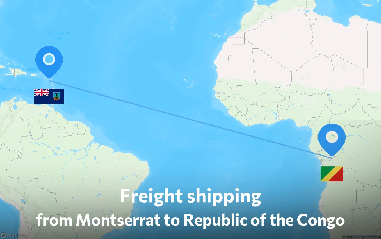 Shipping route from Montserrat to Republic of the Congo