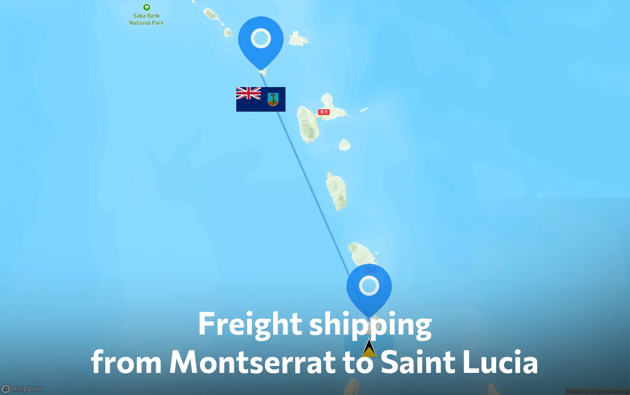 Shipping route from Montserrat to Saint Lucia