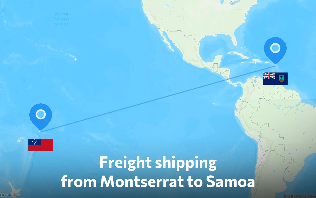 Shipping route from Montserrat to Samoa
