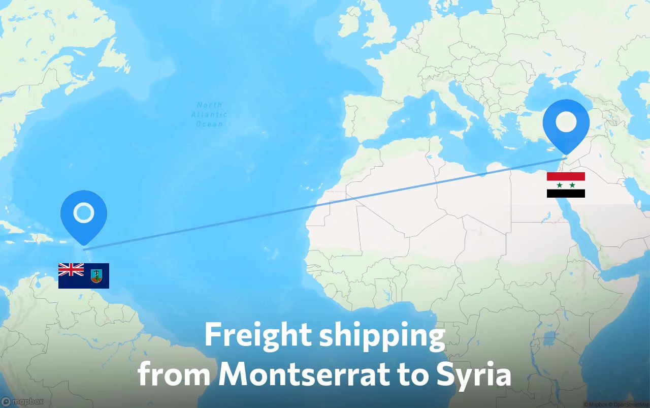 Shipping route from Montserrat to Syria