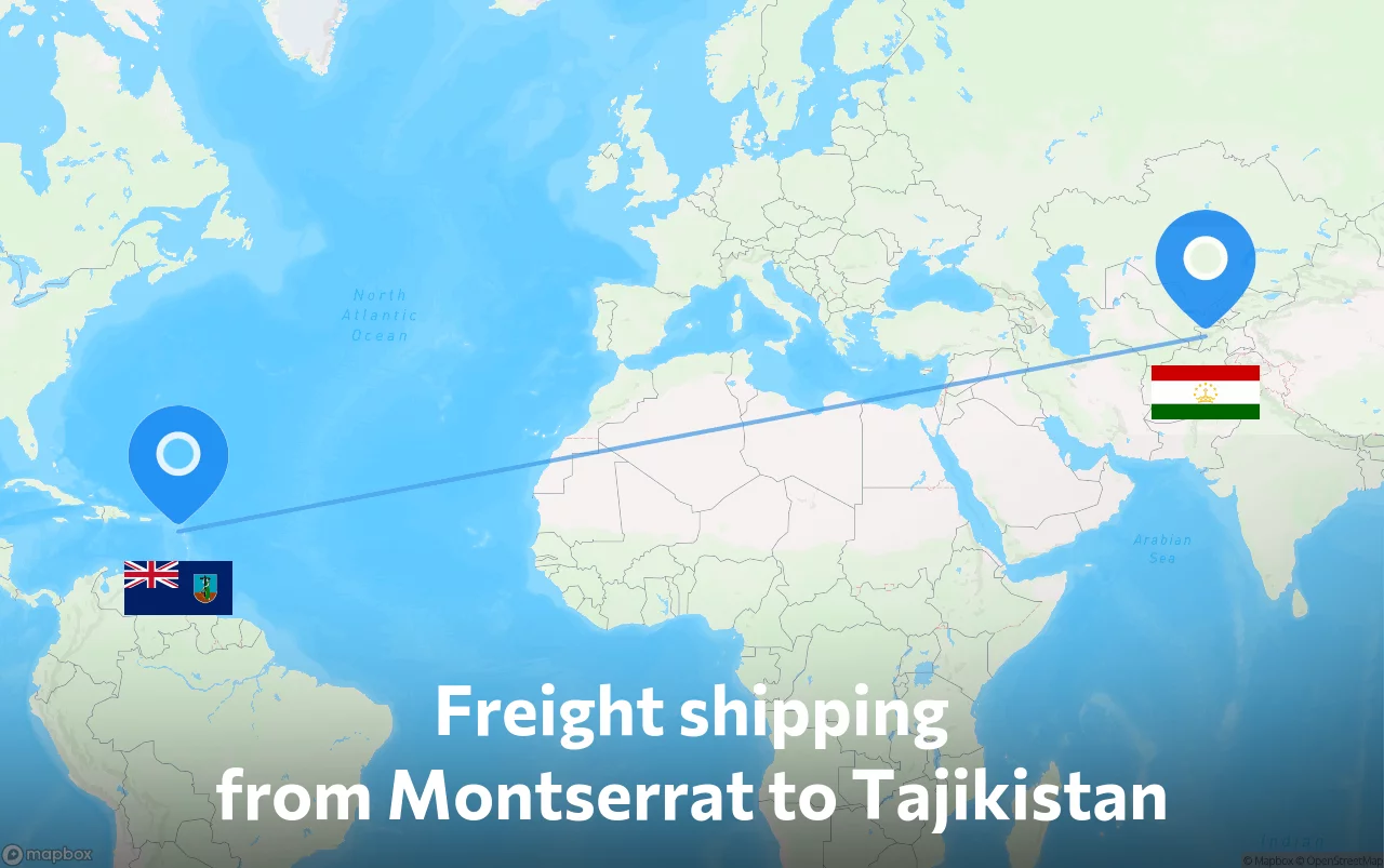 Shipping route from Montserrat to Tajikistan