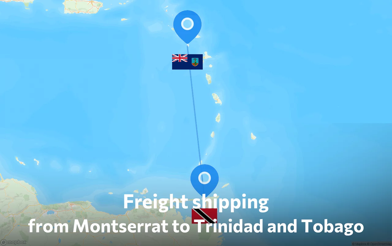 Shipping route from Montserrat to Trinidad and Tobago
