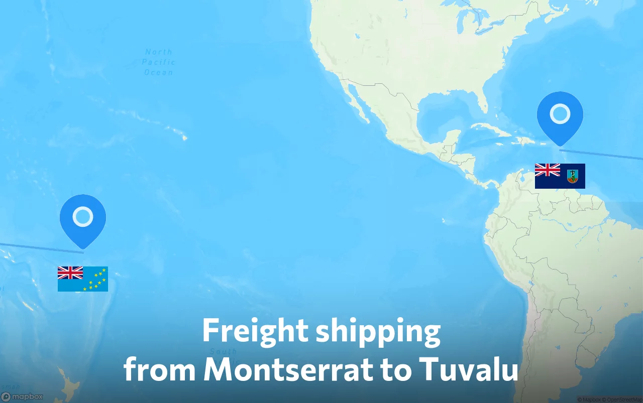 Shipping route from Montserrat to Tuvalu