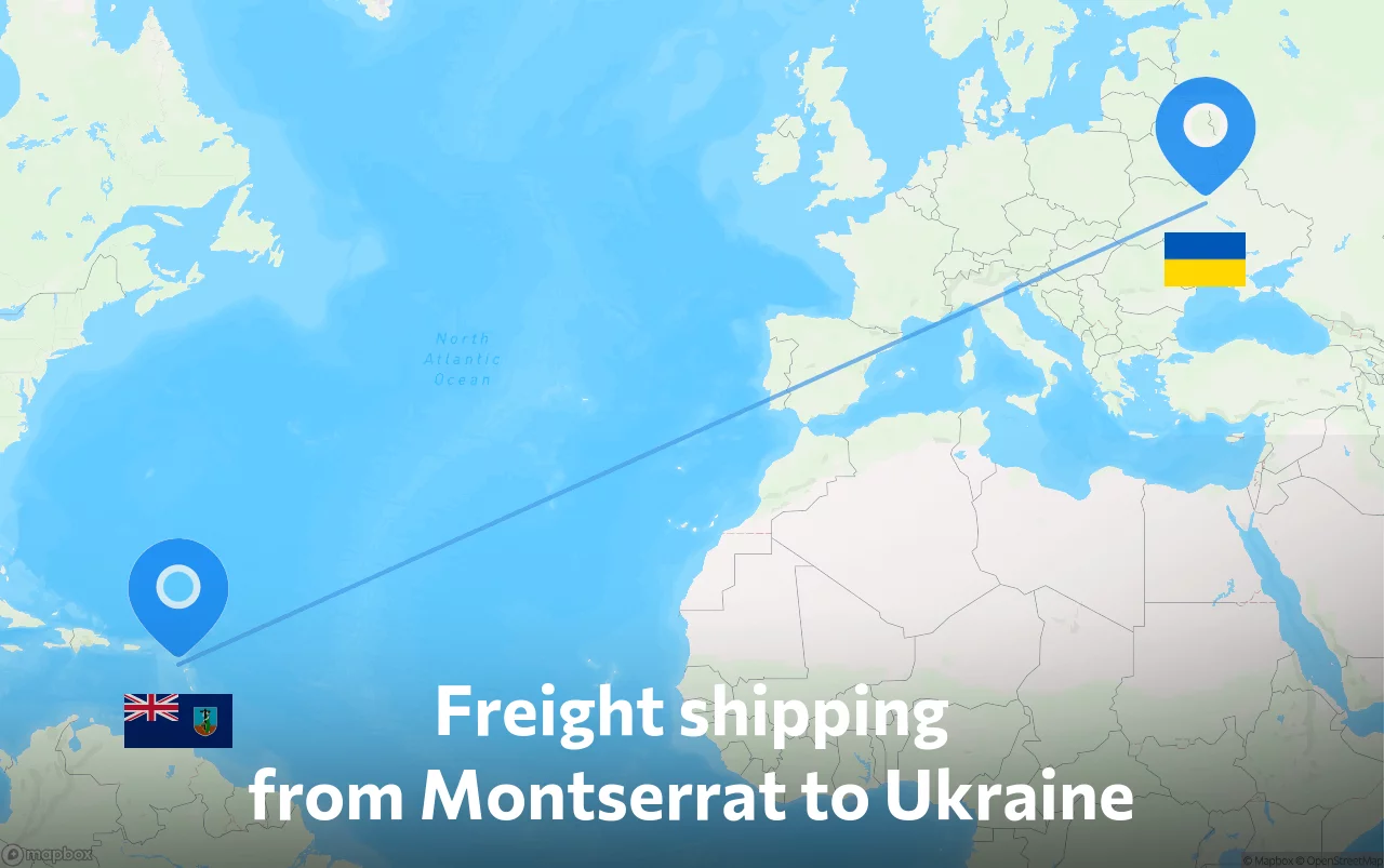 Shipping route from Montserrat to Ukraine