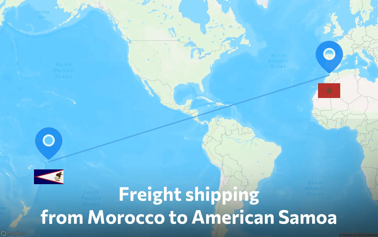 Shipping route from Morocco to American Samoa