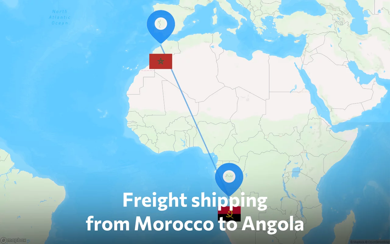 Shipping route from Morocco to Angola