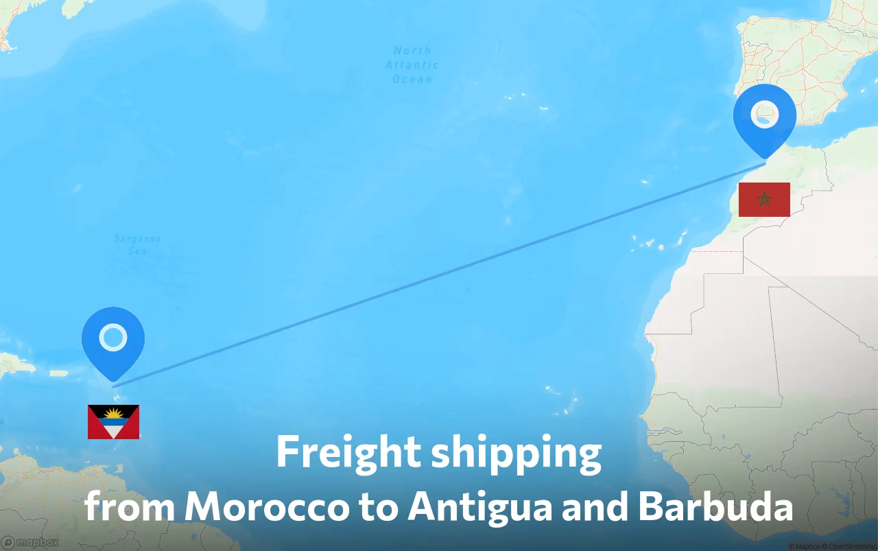 Shipping route from Morocco to Antigua and Barbuda