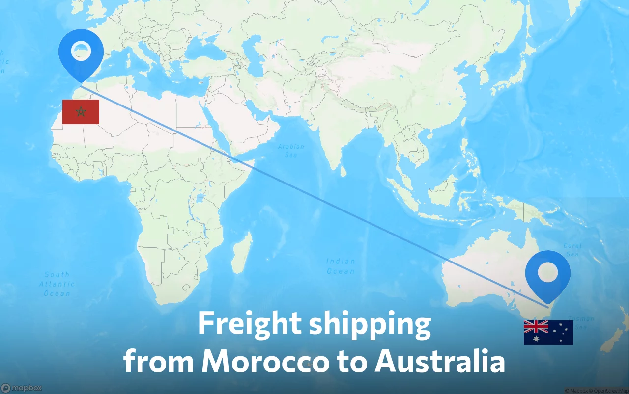 Shipping route from Morocco to Australia