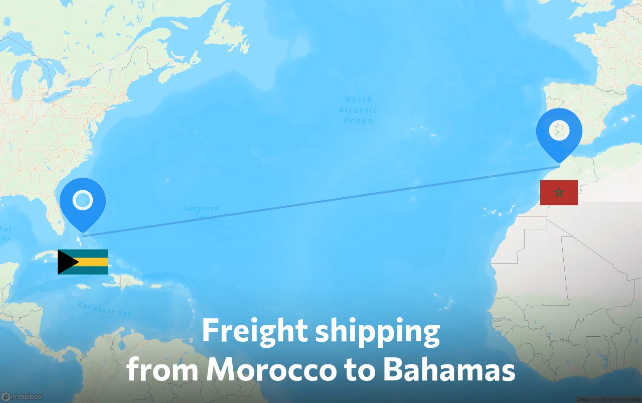 Shipping route from Morocco to Bahamas