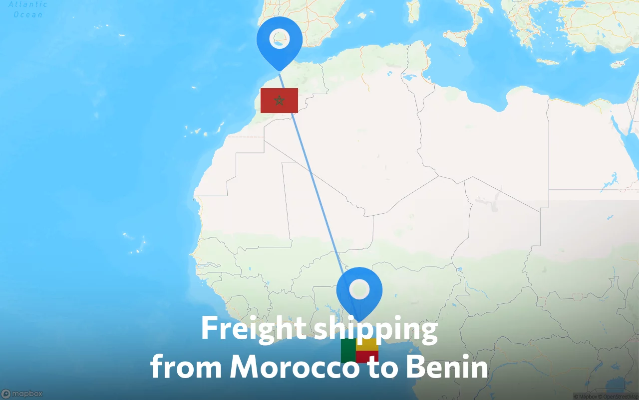Shipping route from Morocco to Benin
