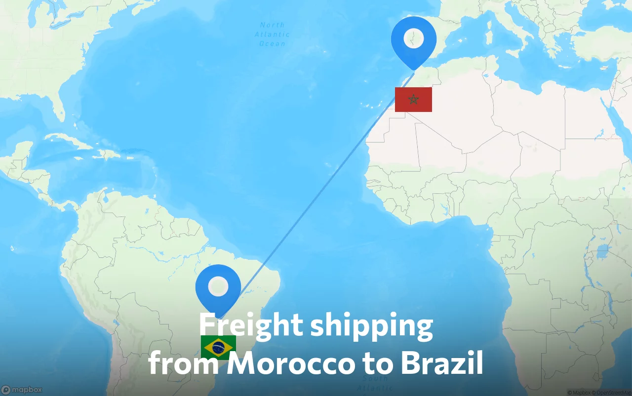 Shipping route from Morocco to Brazil
