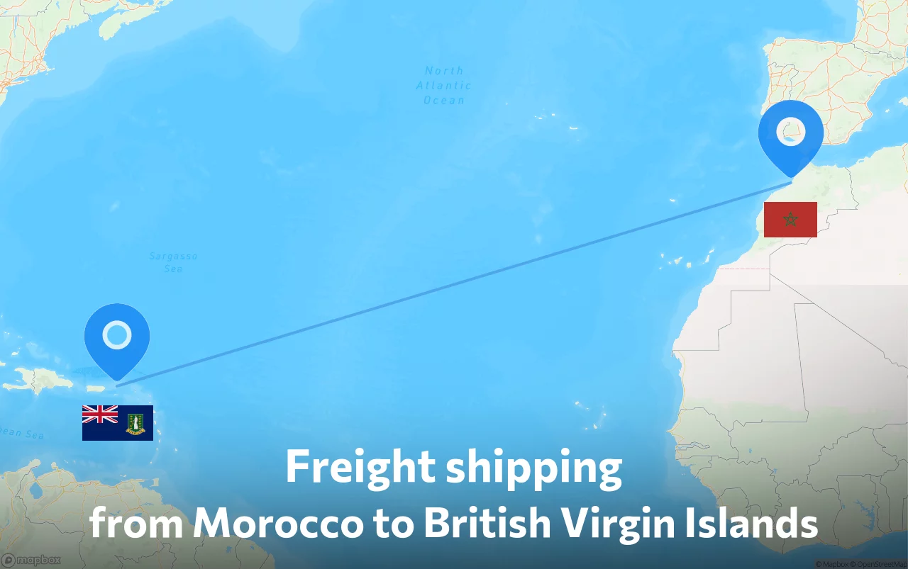 Shipping route from Morocco to British Virgin Islands