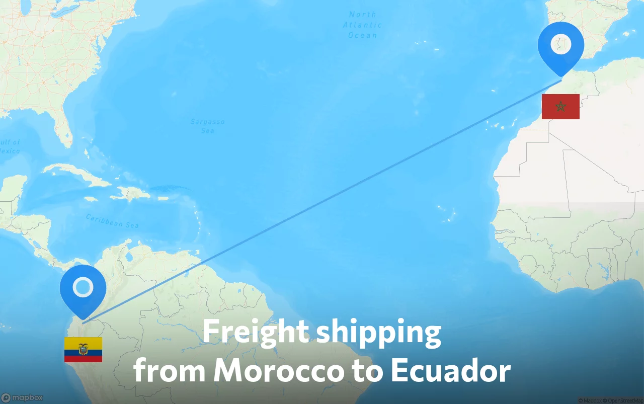 Shipping route from Morocco to Ecuador
