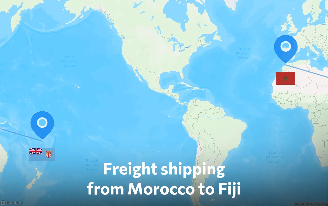 Shipping route from Morocco to Fiji