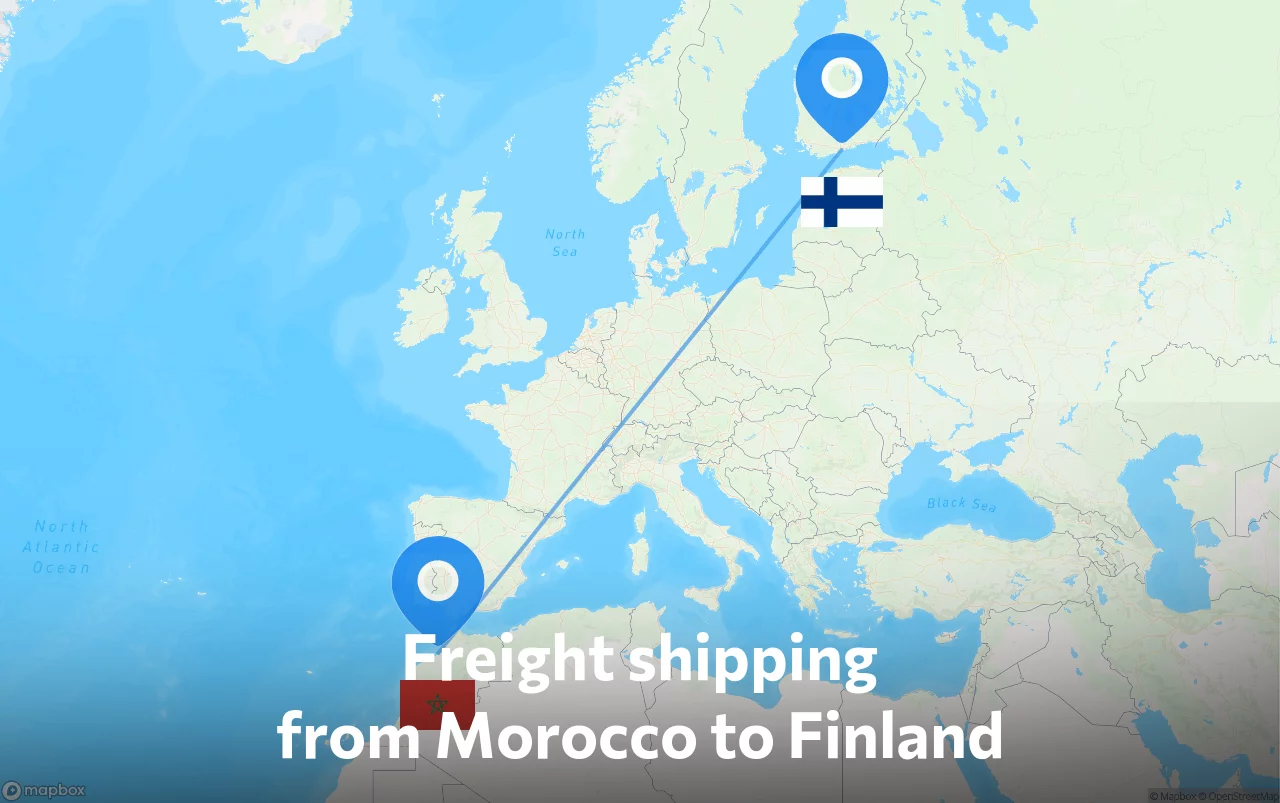 Shipping route from Morocco to Finland