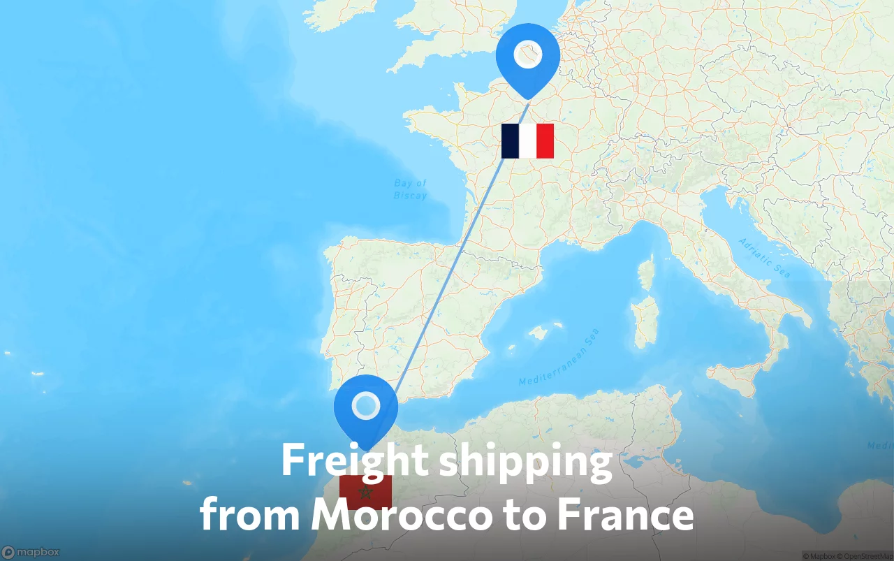 Shipping route from Morocco to France