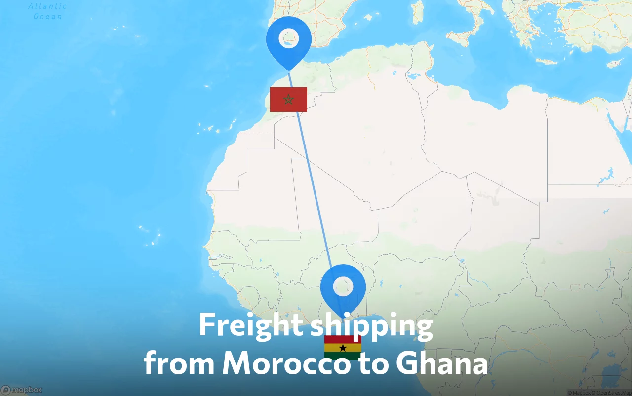 Shipping route from Morocco to Ghana