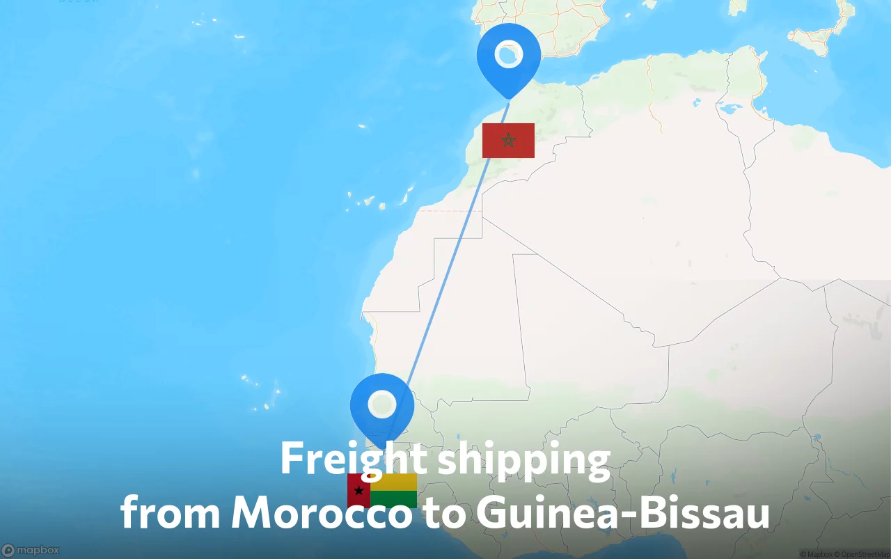Shipping route from Morocco to Guinea-Bissau
