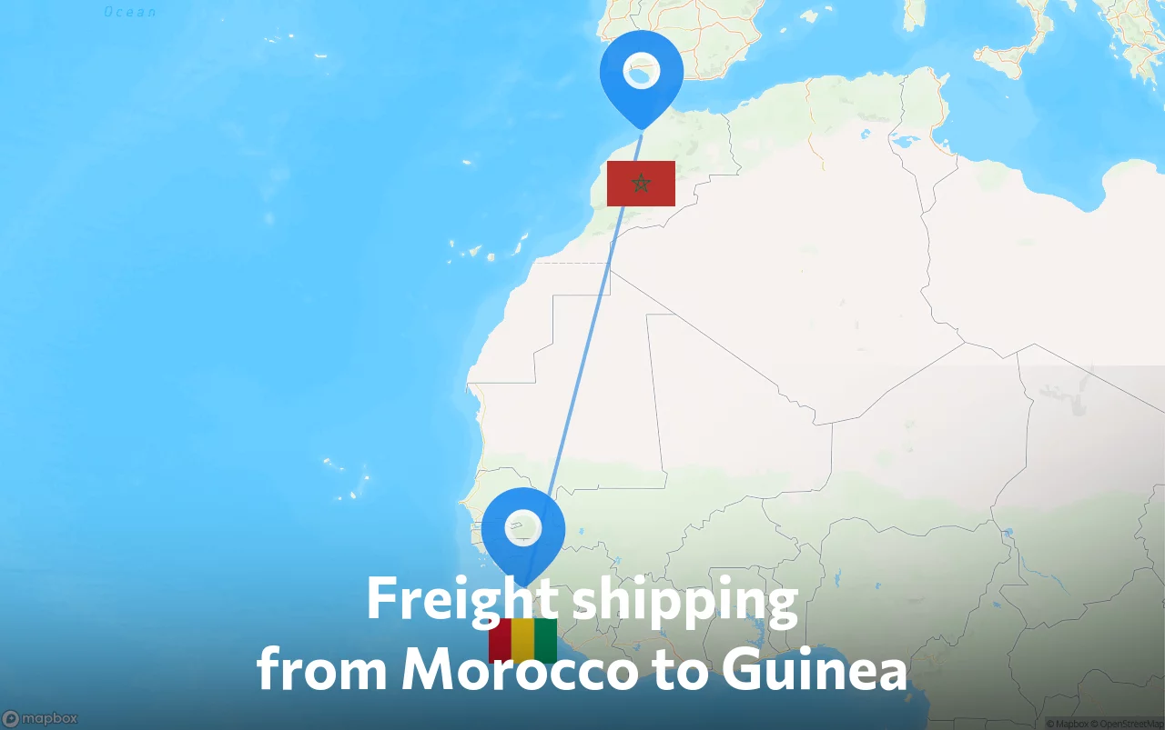Shipping route from Morocco to Guinea