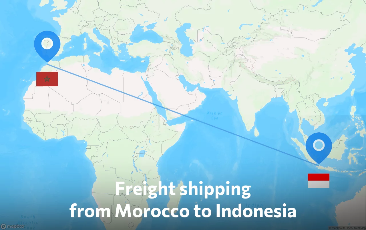 Shipping route from Morocco to Indonesia