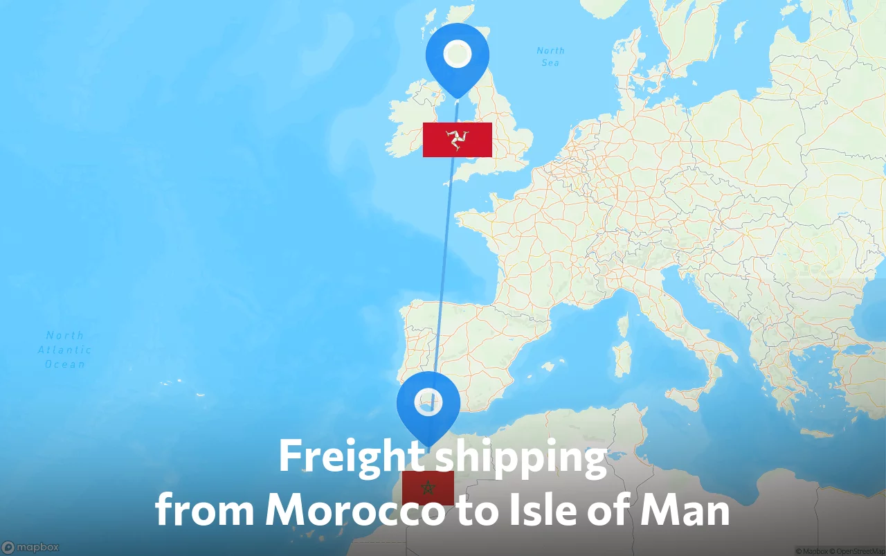 Shipping route from Morocco to Isle of Man