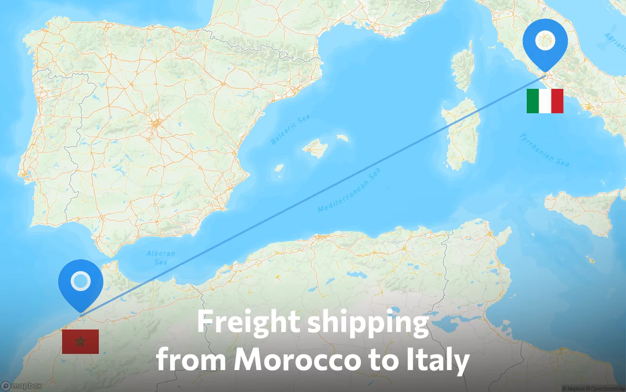 Shipping route from Morocco to Italy