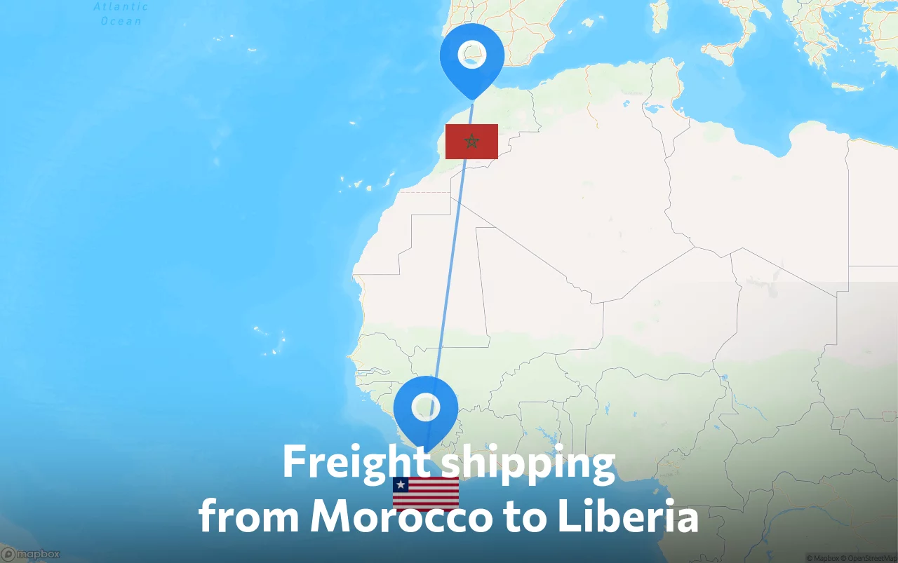 Shipping route from Morocco to Liberia