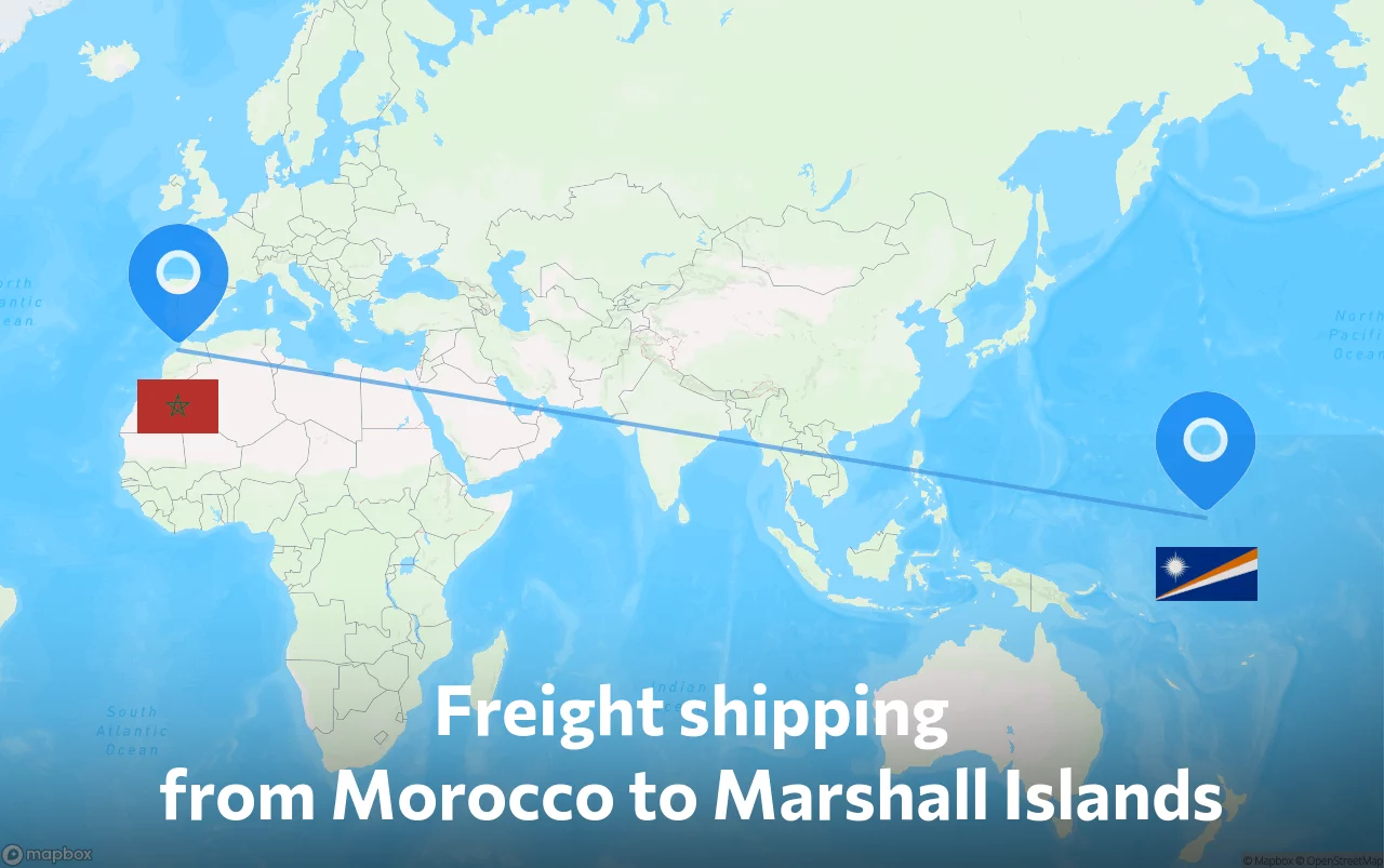 Shipping route from Morocco to Marshall Islands