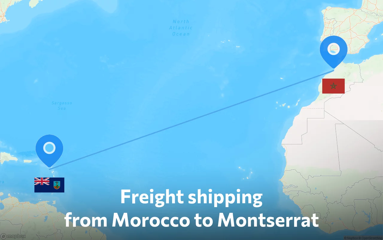 Shipping route from Morocco to Montserrat