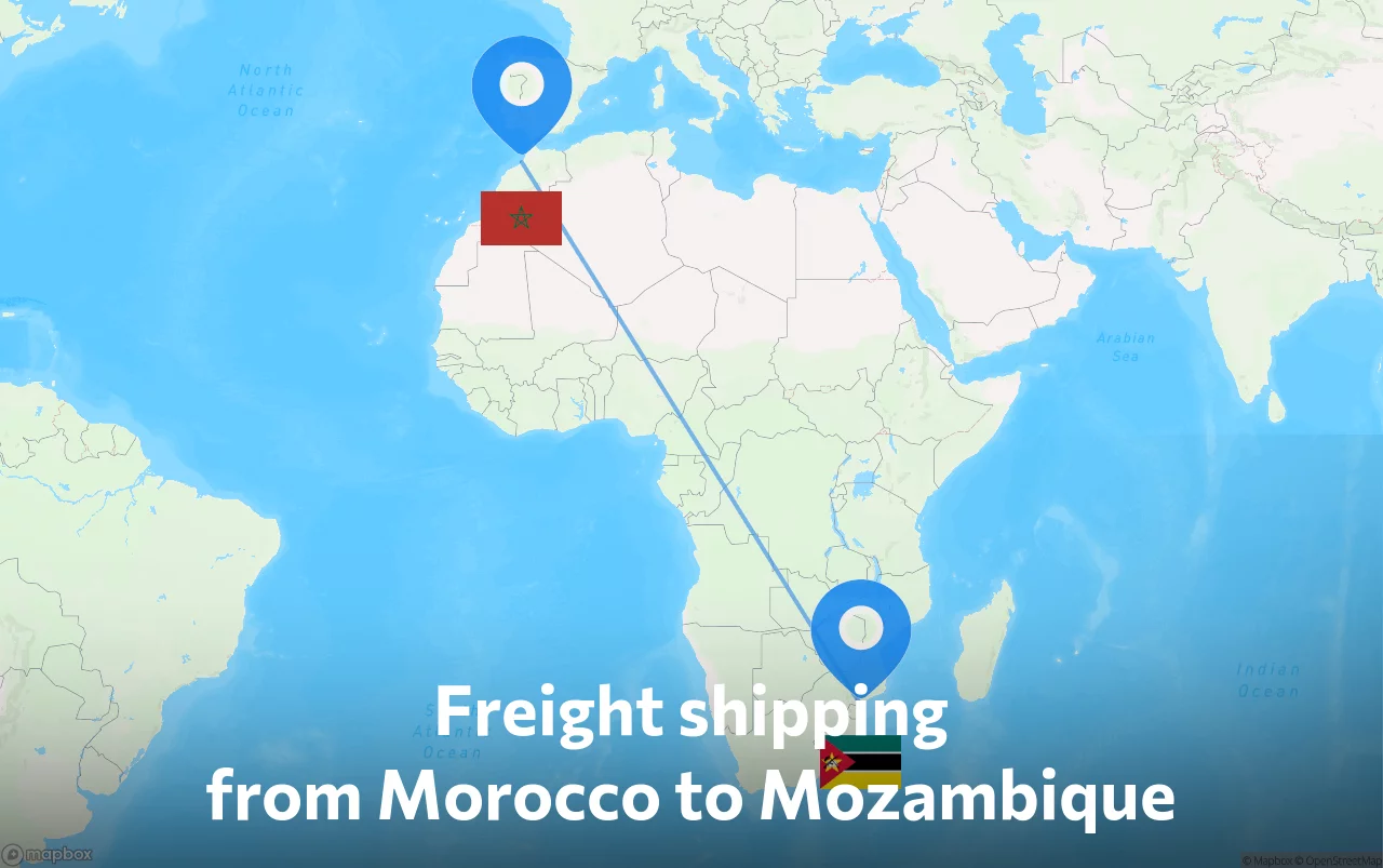 Shipping route from Morocco to Mozambique