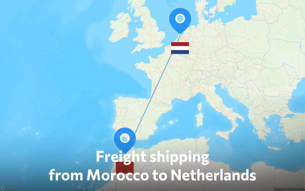 Shipping route from Morocco to Netherlands