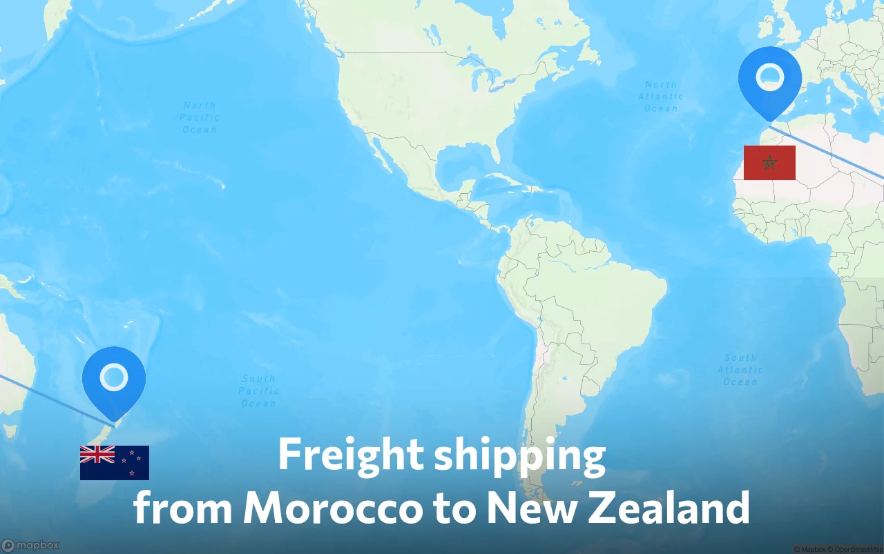 Shipping route from Morocco to New Zealand