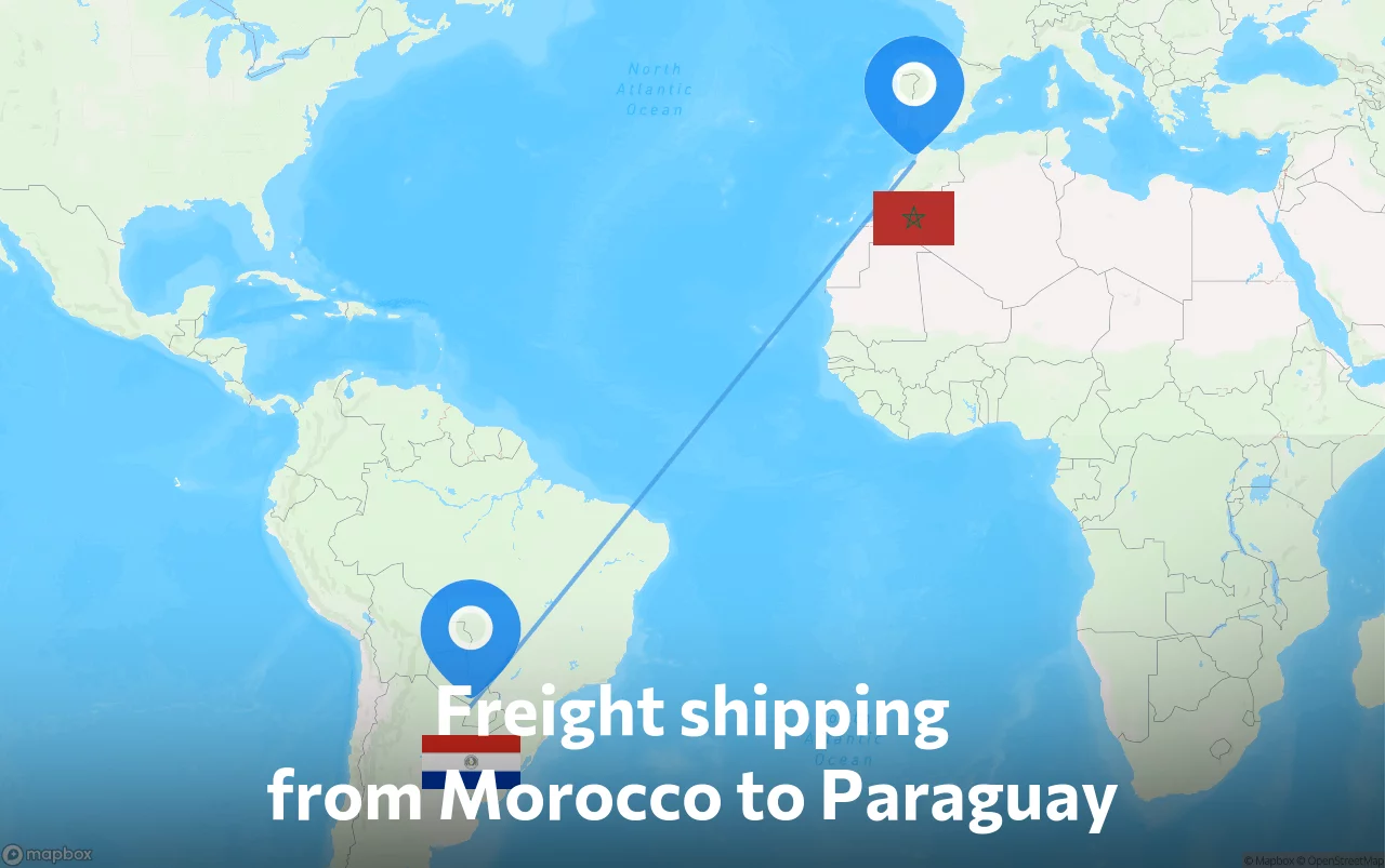 Shipping route from Morocco to Paraguay