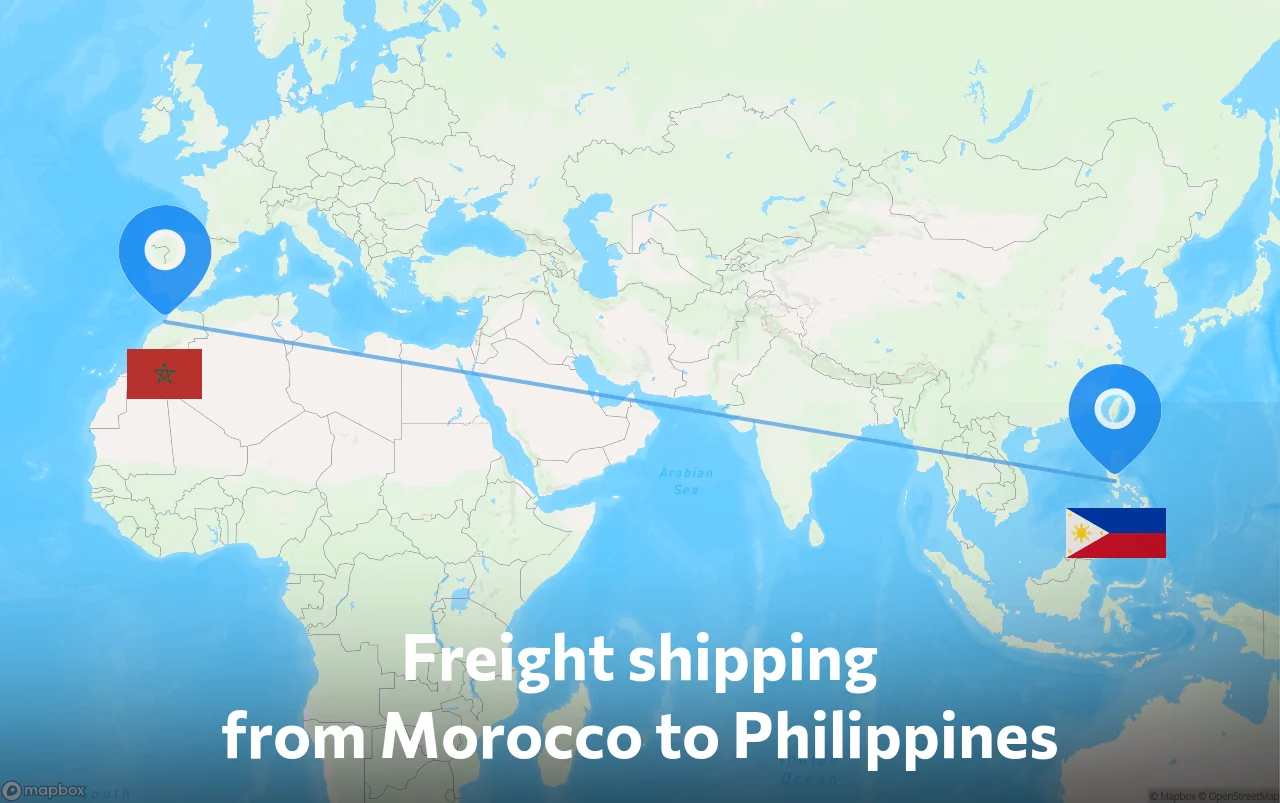 Shipping route from Morocco to Philippines