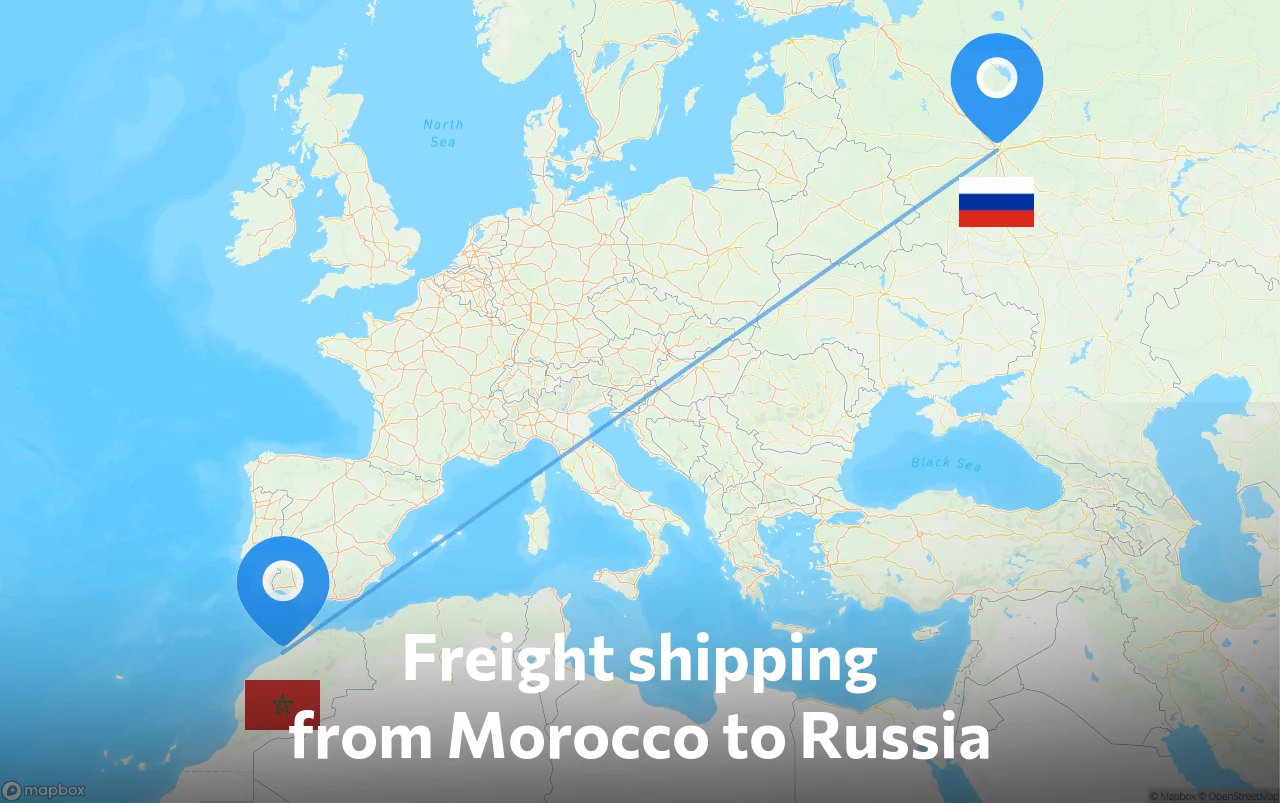 Shipping route from Morocco to Russia
