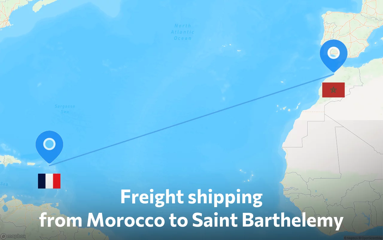 Shipping route from Morocco to Saint Barthelemy