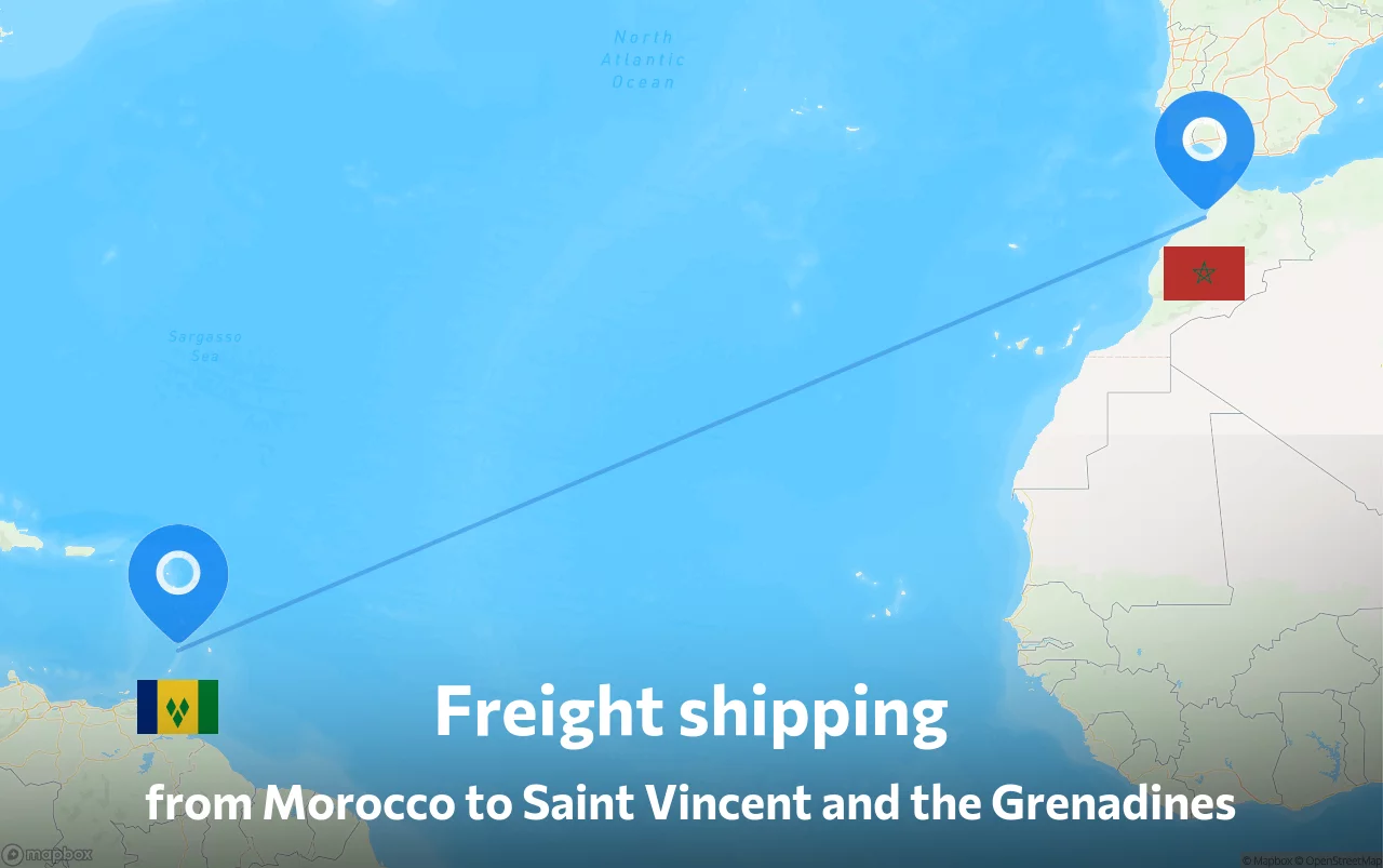Shipping route from Morocco to Saint Vincent and the Grenadines