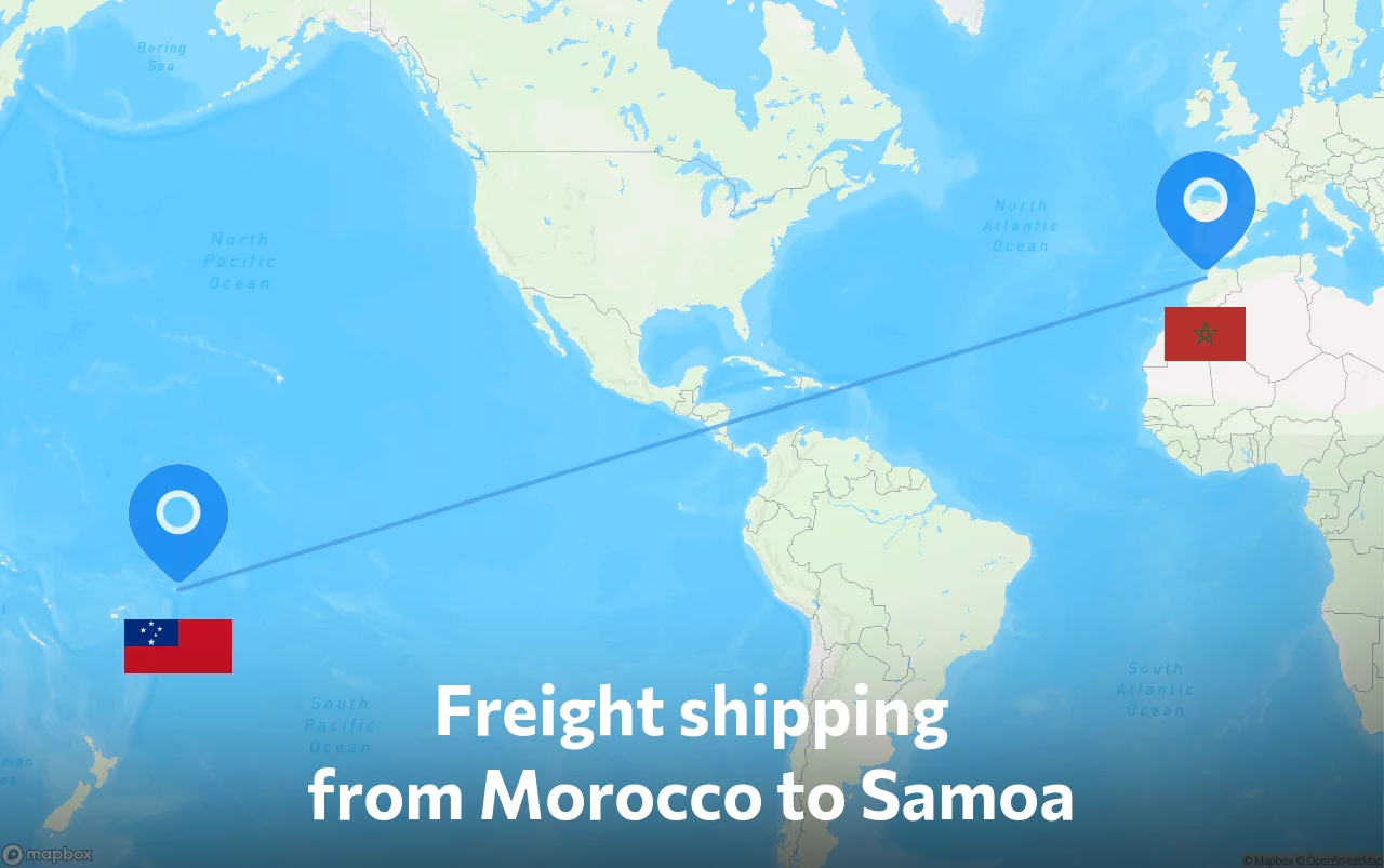 Shipping route from Morocco to Samoa