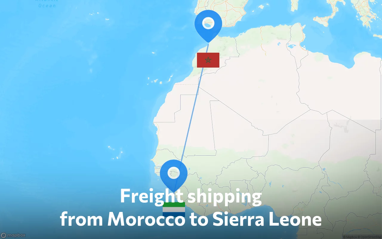 Shipping route from Morocco to Sierra Leone
