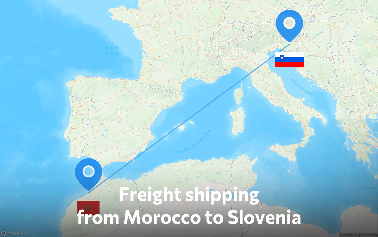 Shipping route from Morocco to Slovenia
