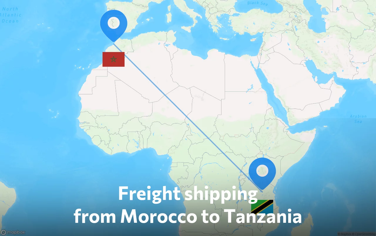 Shipping route from Morocco to Tanzania