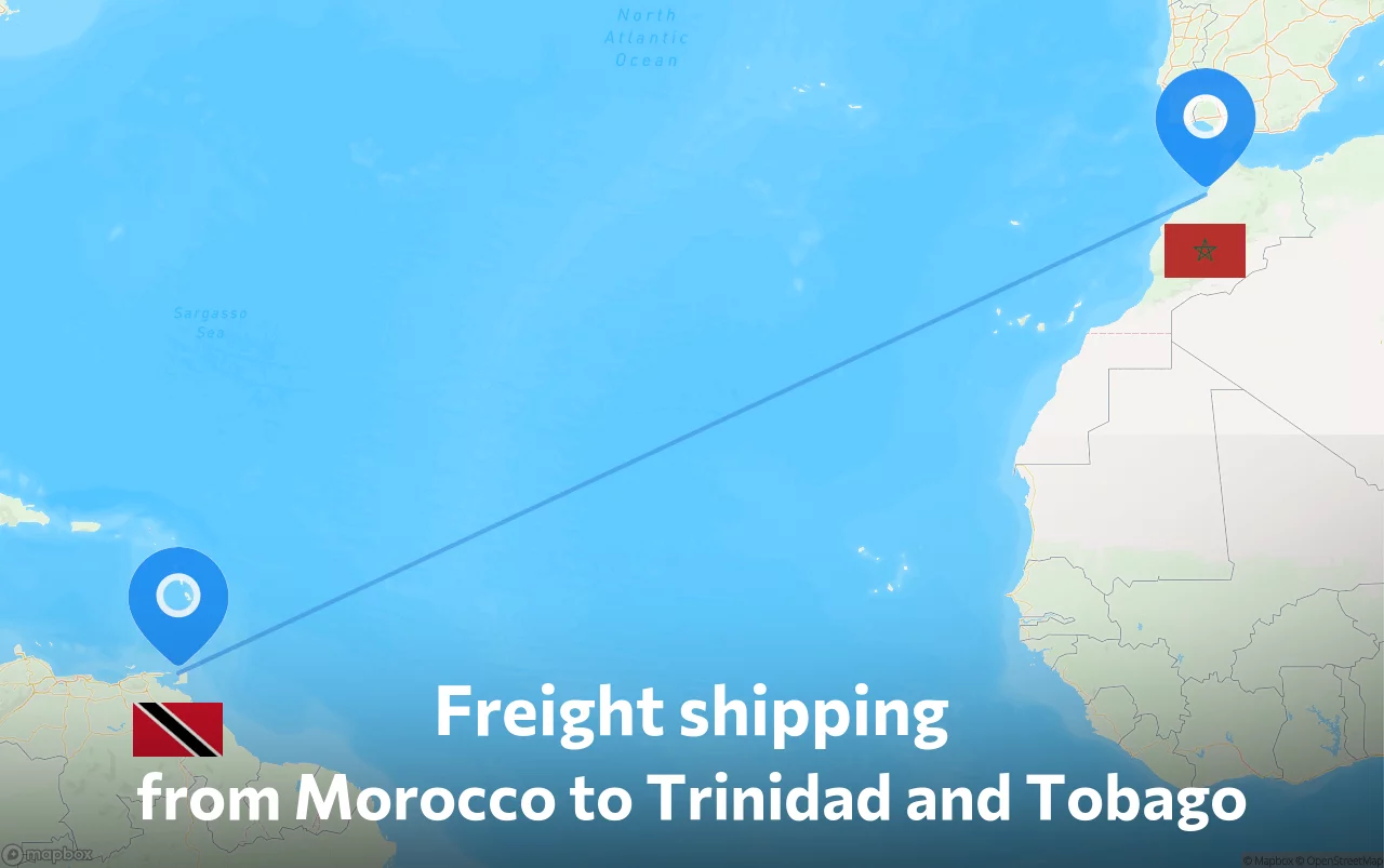 Shipping route from Morocco to Trinidad and Tobago