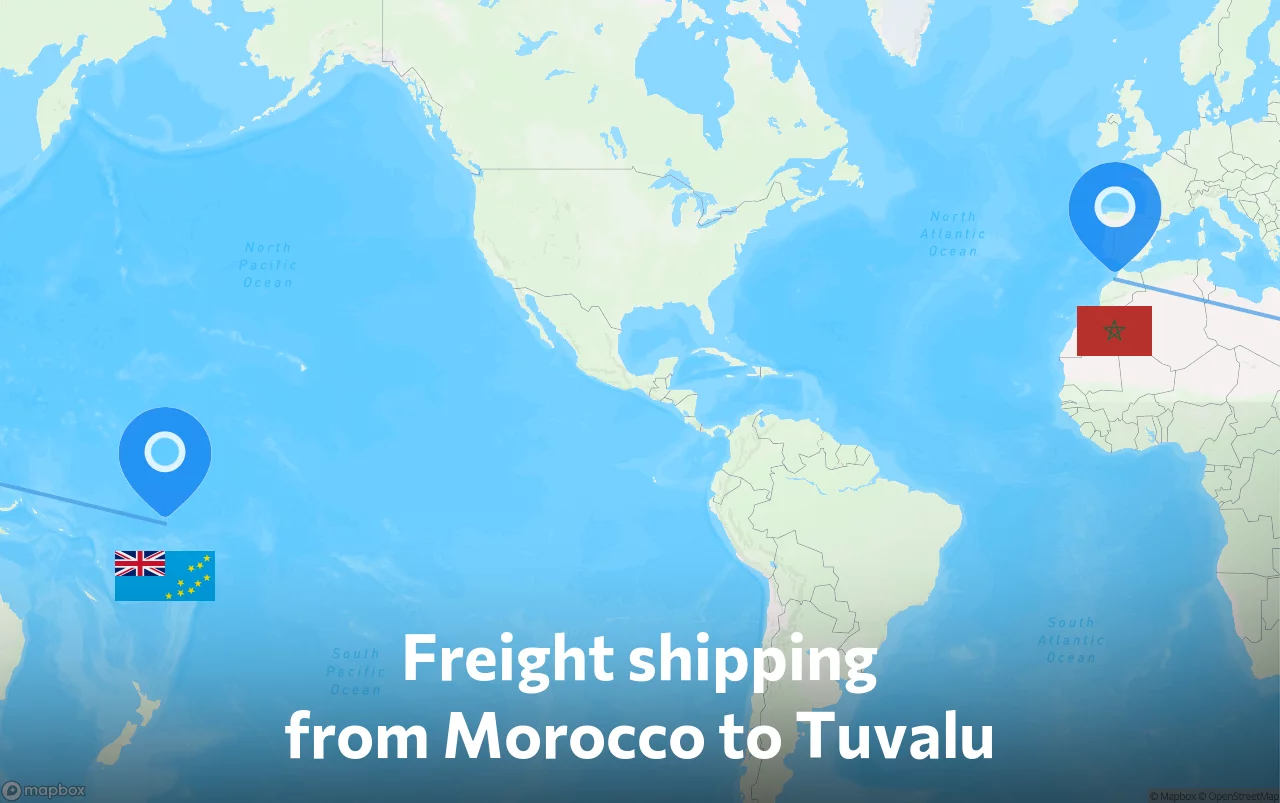 Shipping route from Morocco to Tuvalu
