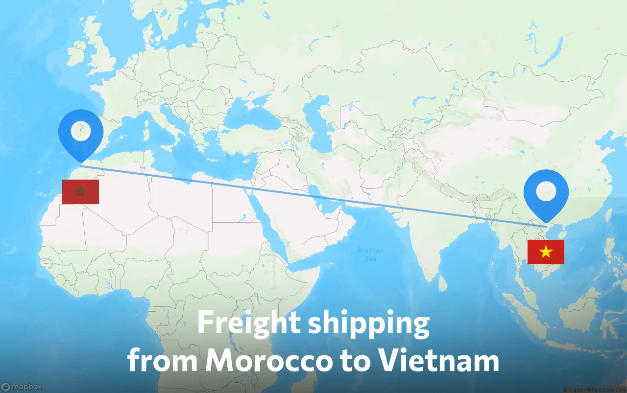 Shipping route from Morocco to Vietnam