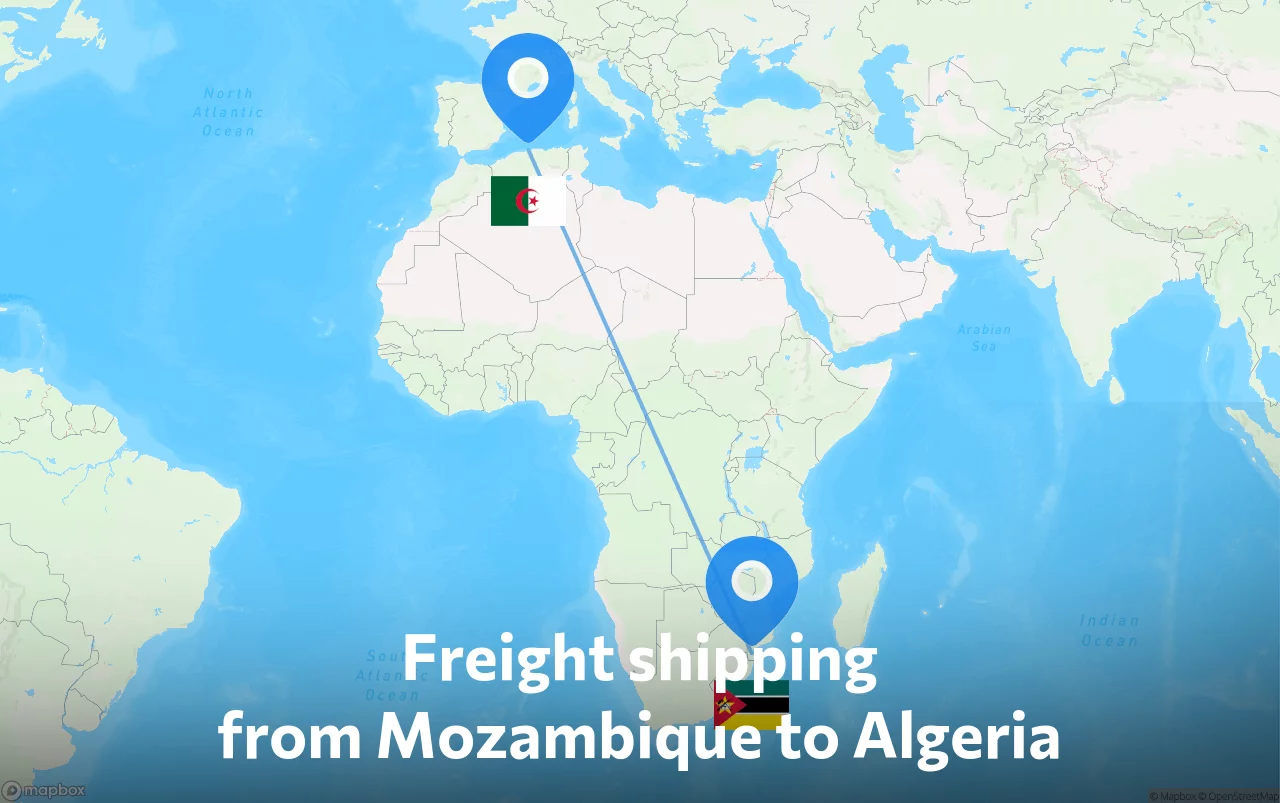 Shipping route from Mozambique to Algeria