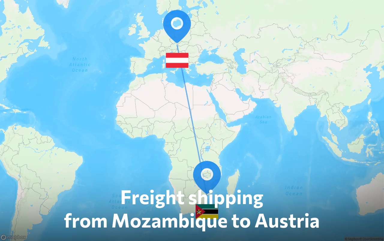 Shipping route from Mozambique to Austria