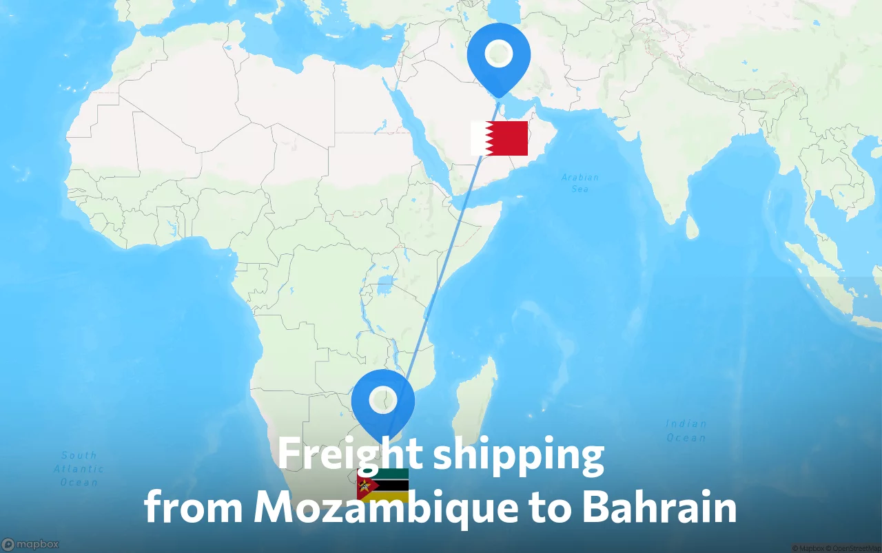 Shipping route from Mozambique to Bahrain