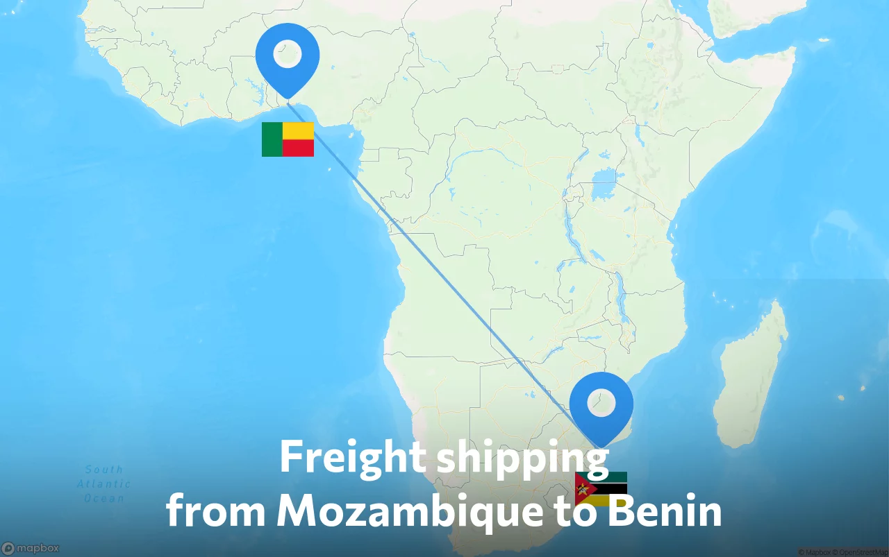 Shipping route from Mozambique to Benin
