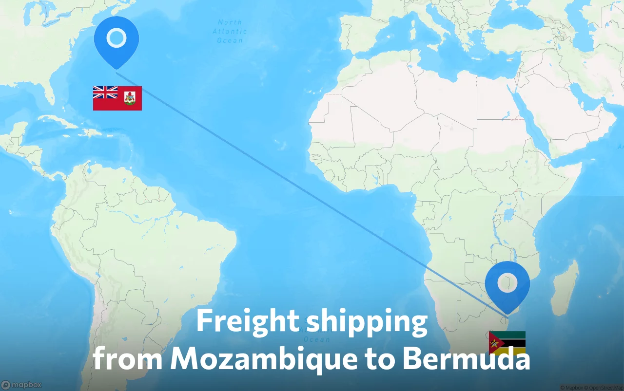 Shipping route from Mozambique to Bermuda