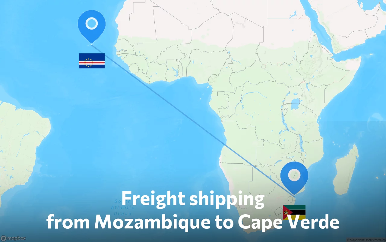 Shipping route from Mozambique to Cape Verde